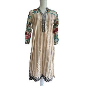 Sana Safinaz Striped‎ Floral Print Long Sleeve Pakistani Indian Size Small